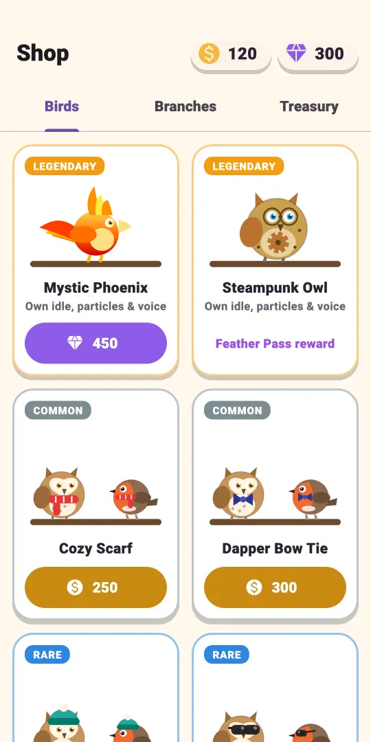 Collect birds screen of The Canopy Kingdom