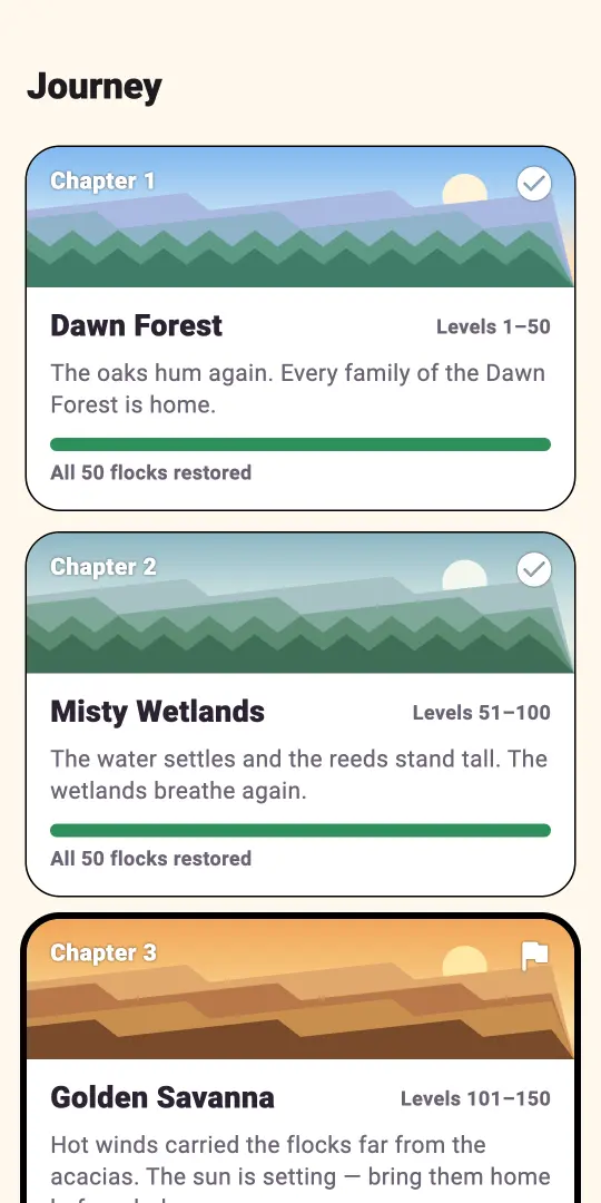 Six biomes screen of The Canopy Kingdom